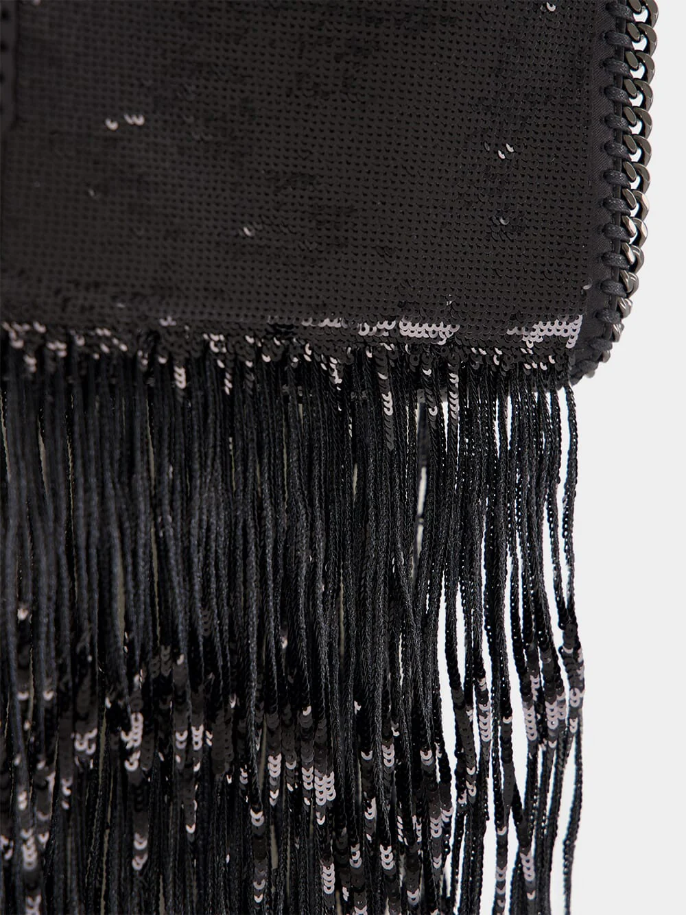 Black Limited-Edition Falabella Sequin Fringe Tiny Tote Bag - Image 10