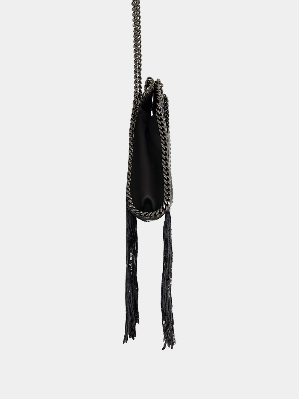 Black Limited-Edition Falabella Sequin Fringe Tiny Tote Bag - Image 6