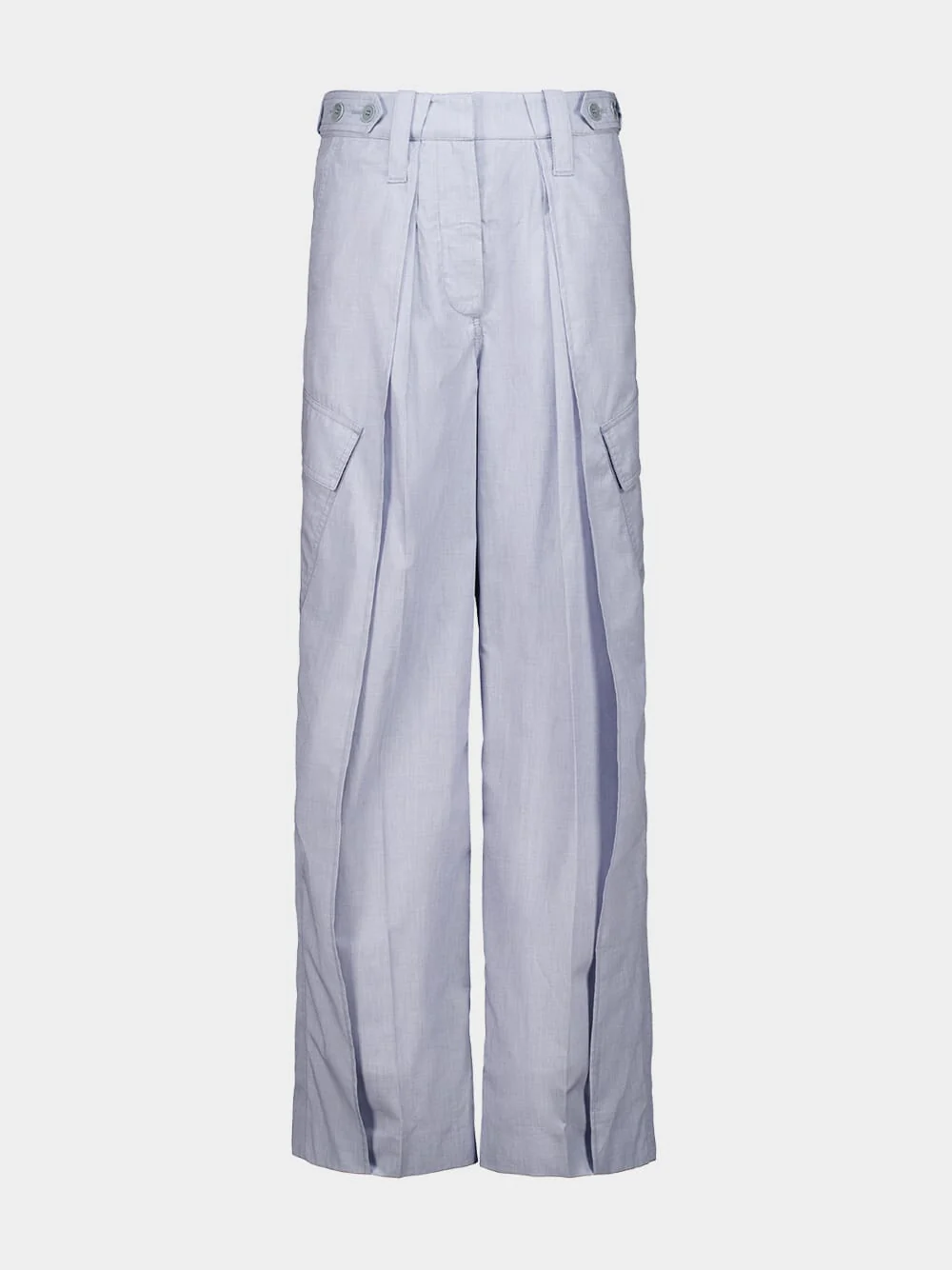Blue Grey Layered Chambray Cargo Trousers