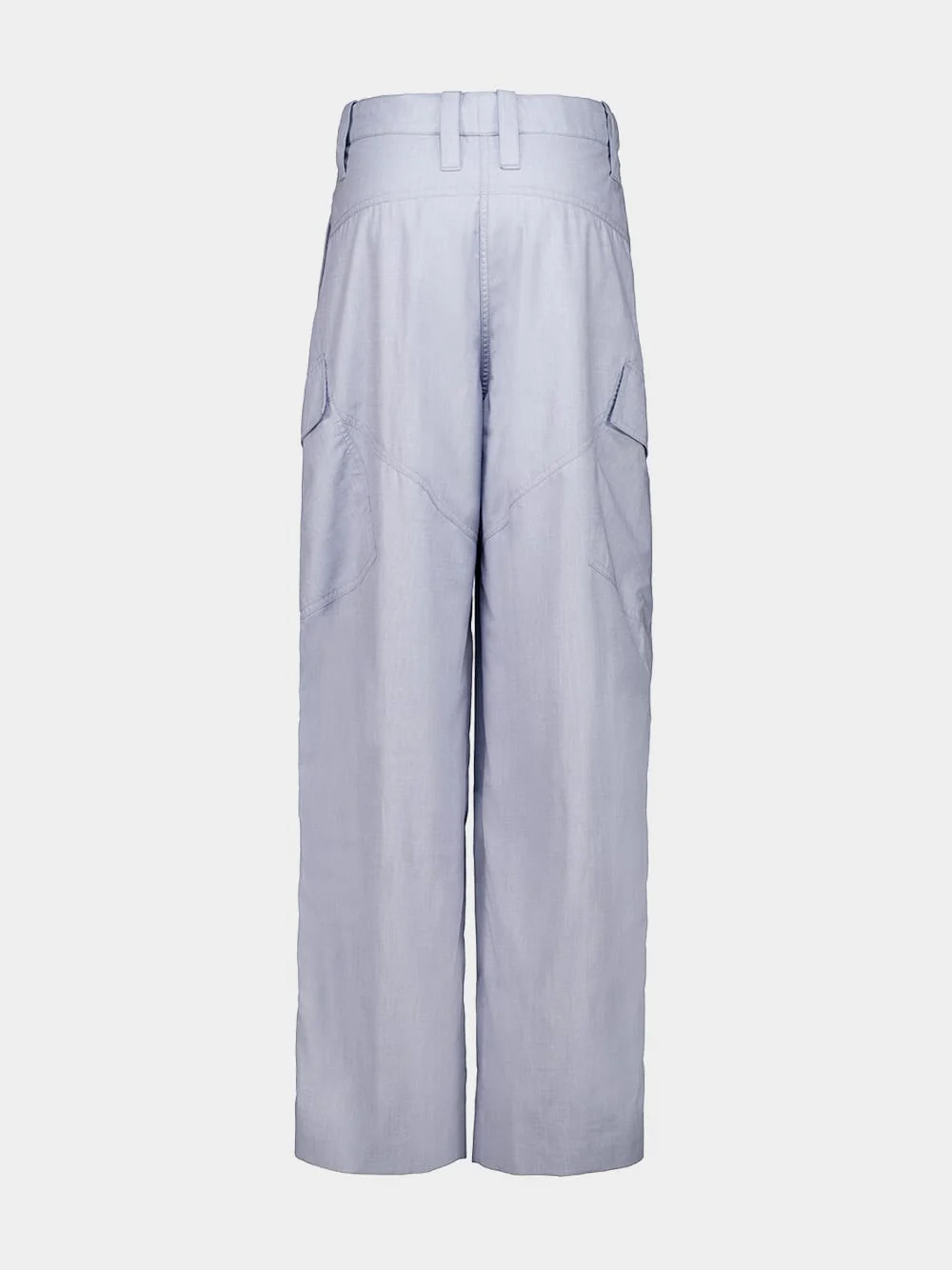 Blue Grey Layered Chambray Cargo Trousers - Image 2