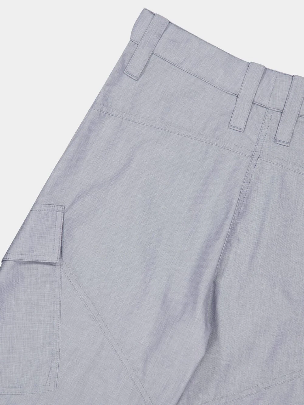 Blue Grey Layered Chambray Cargo Trousers - Image 4