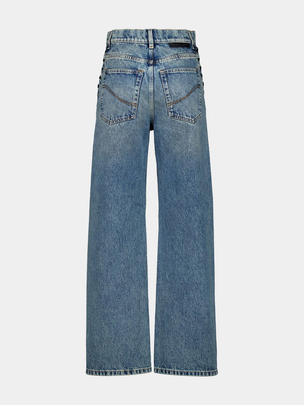 Blue Straight-Leg Laced Denim Trousers - Image 2