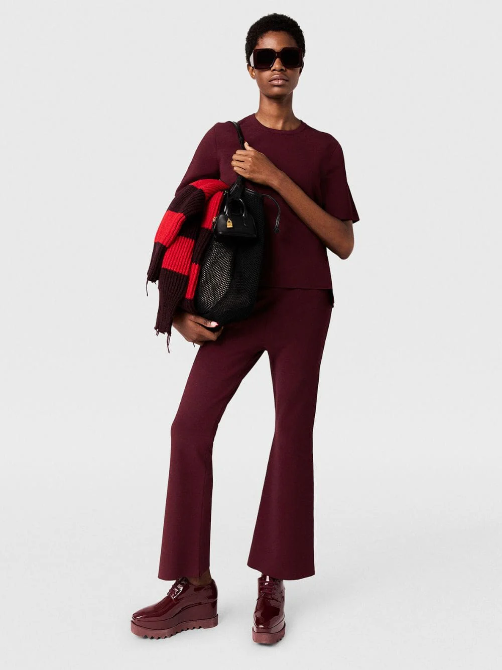 Bordeaux Knit Flared Trousers