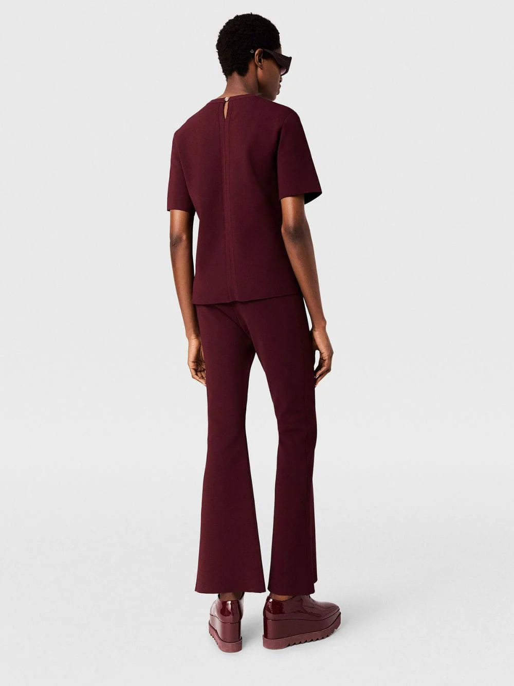 Bordeaux Knit Flared Trousers - Image 3