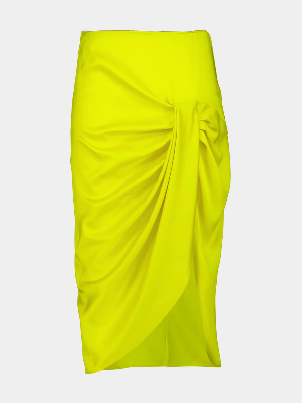 Bright Yellow Draped Midi Skirt