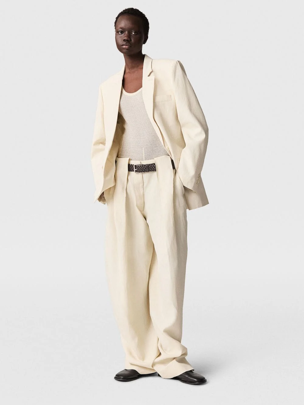 Buttercream Slouchy Panelled Trousers - Image 7
