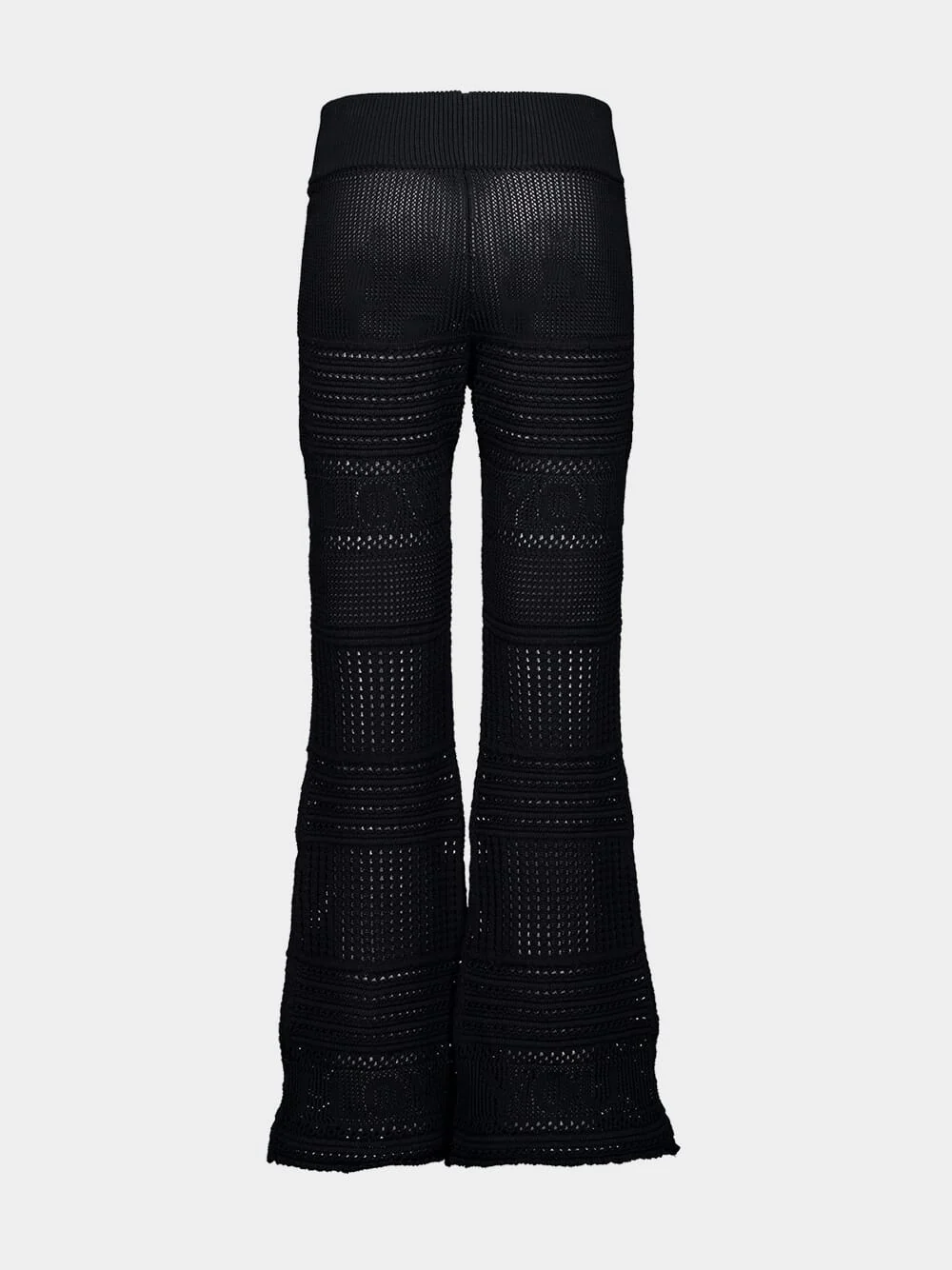 Black Knit Flared Trousers - Image 2