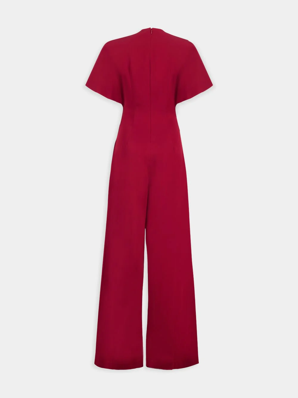 Burgundy Plunge Neck Leg-Slit Jumpsuit - Image 2