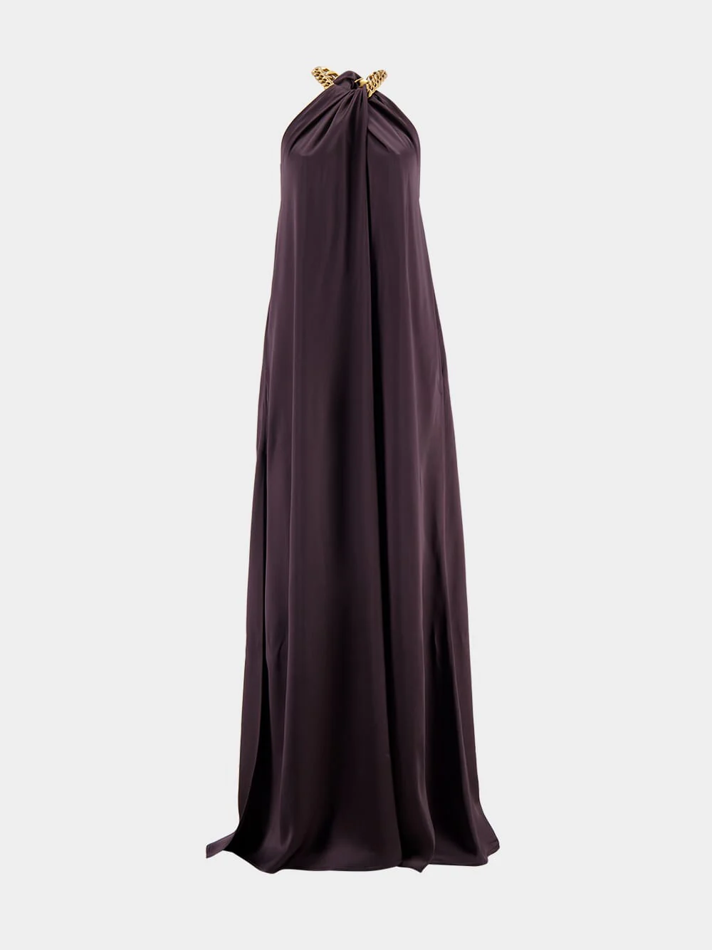Chain Halterneck Satin Maxi Dress