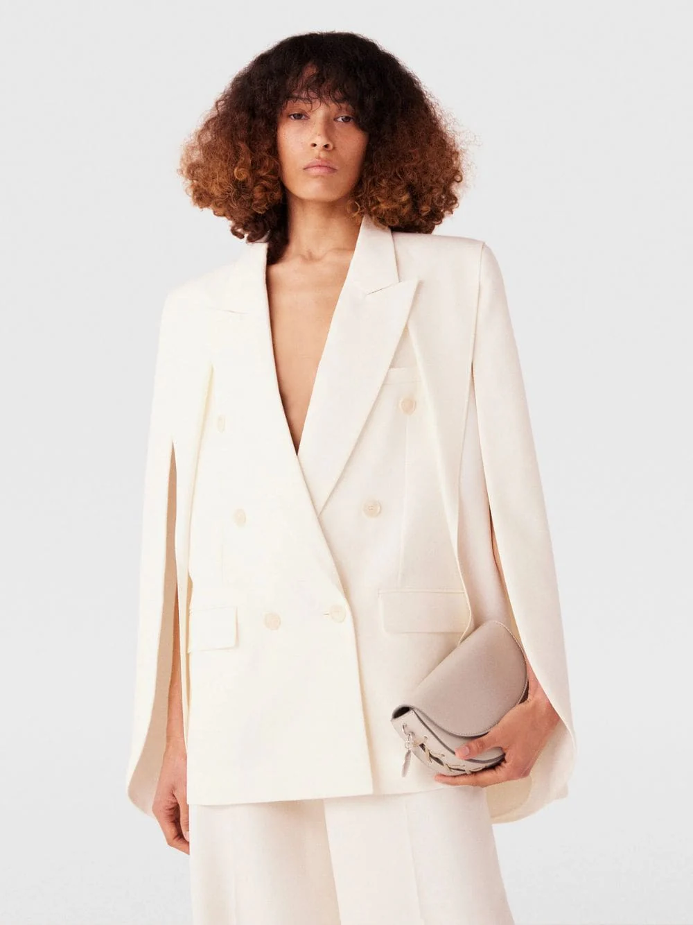 Cream Cape-Sleeve Wool Blazer - Image 4