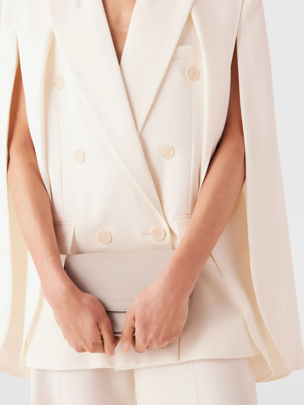 Cream Cape-Sleeve Wool Blazer - Image 5