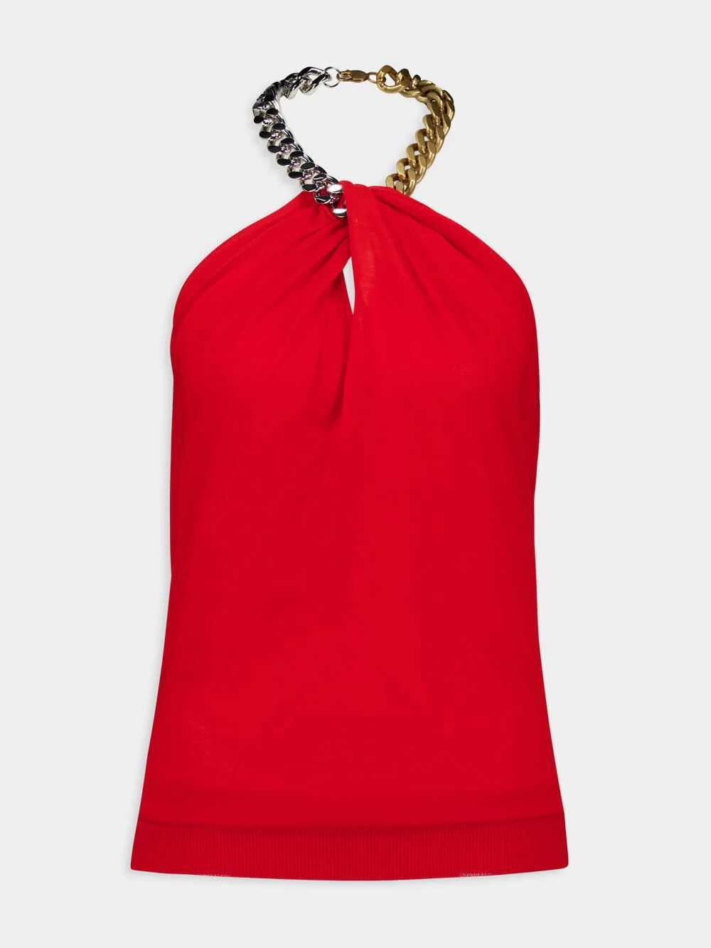 Lipstick red Frayme Chain-Embellished Top - Image 2