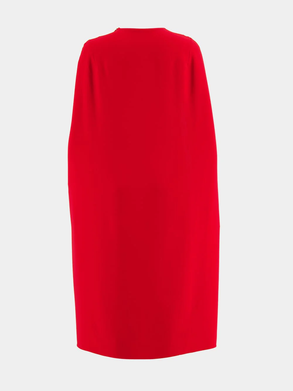 Lipstick Red Round Neck Cape Midi Dress - Image 2