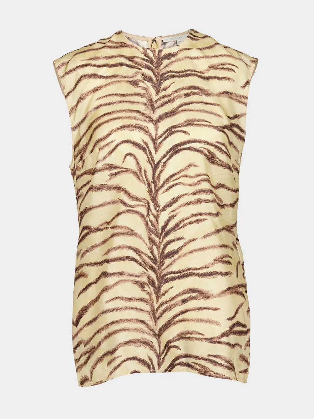 Tiger Print Silk Sleeveless Top