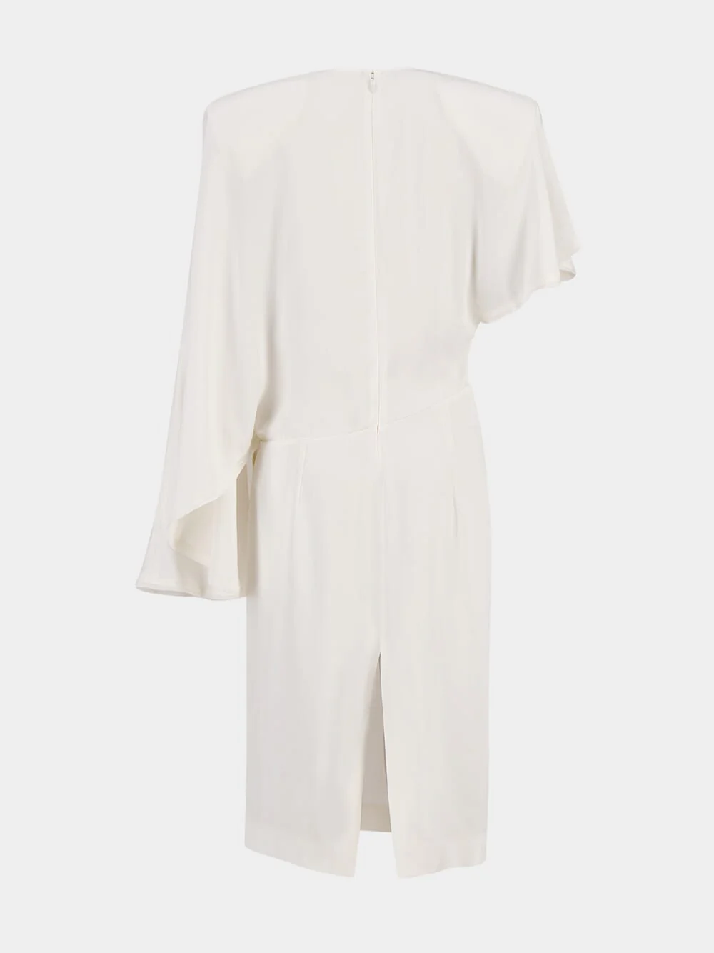 White Asymetric Draped Midi Dress - Image 3