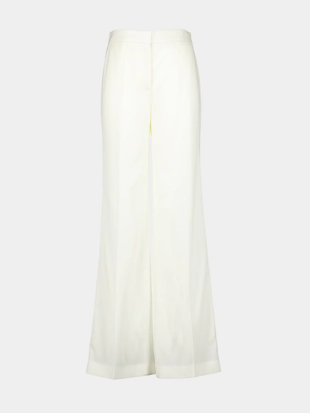 White Wool Flannel Tailored Trousers