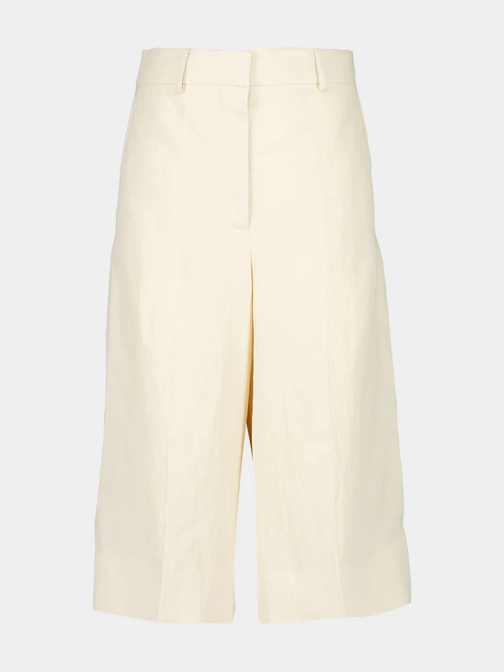 Cream Linen Viscose Culotte Shorts