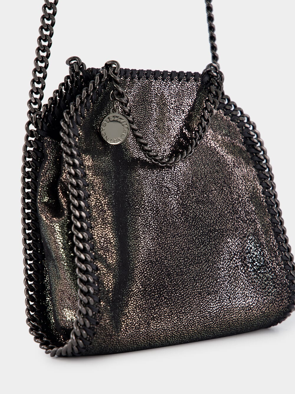 Dark Grey Metallic Falabella Tiny Tote Bag - Image 7