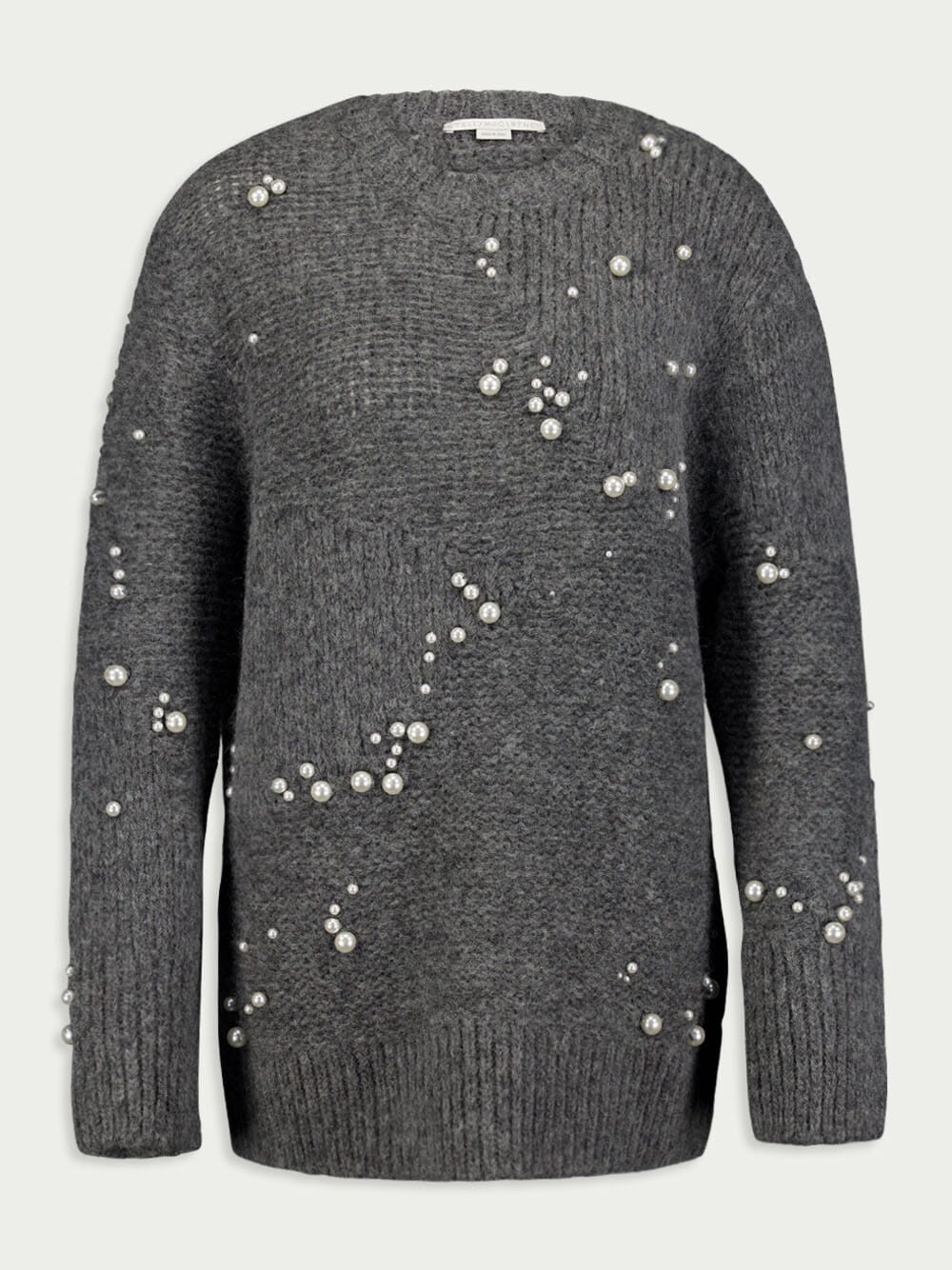 Faux Pearl-Embellished Oversized Jumper