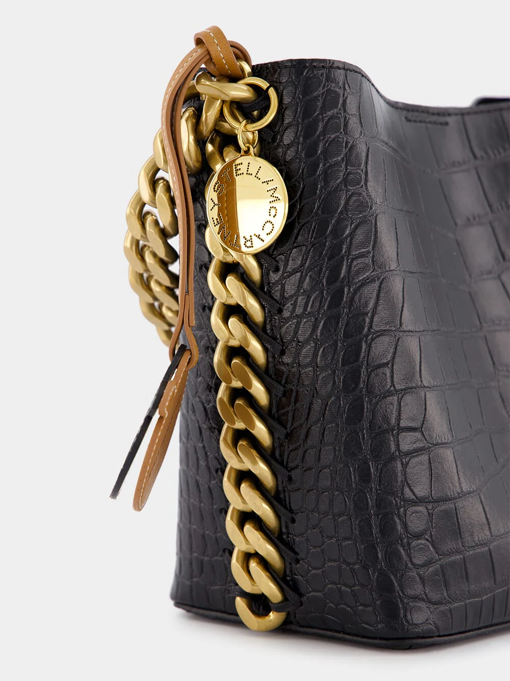 Frayme Croc-Effect Embossed Black Bucket Bag - Image 6