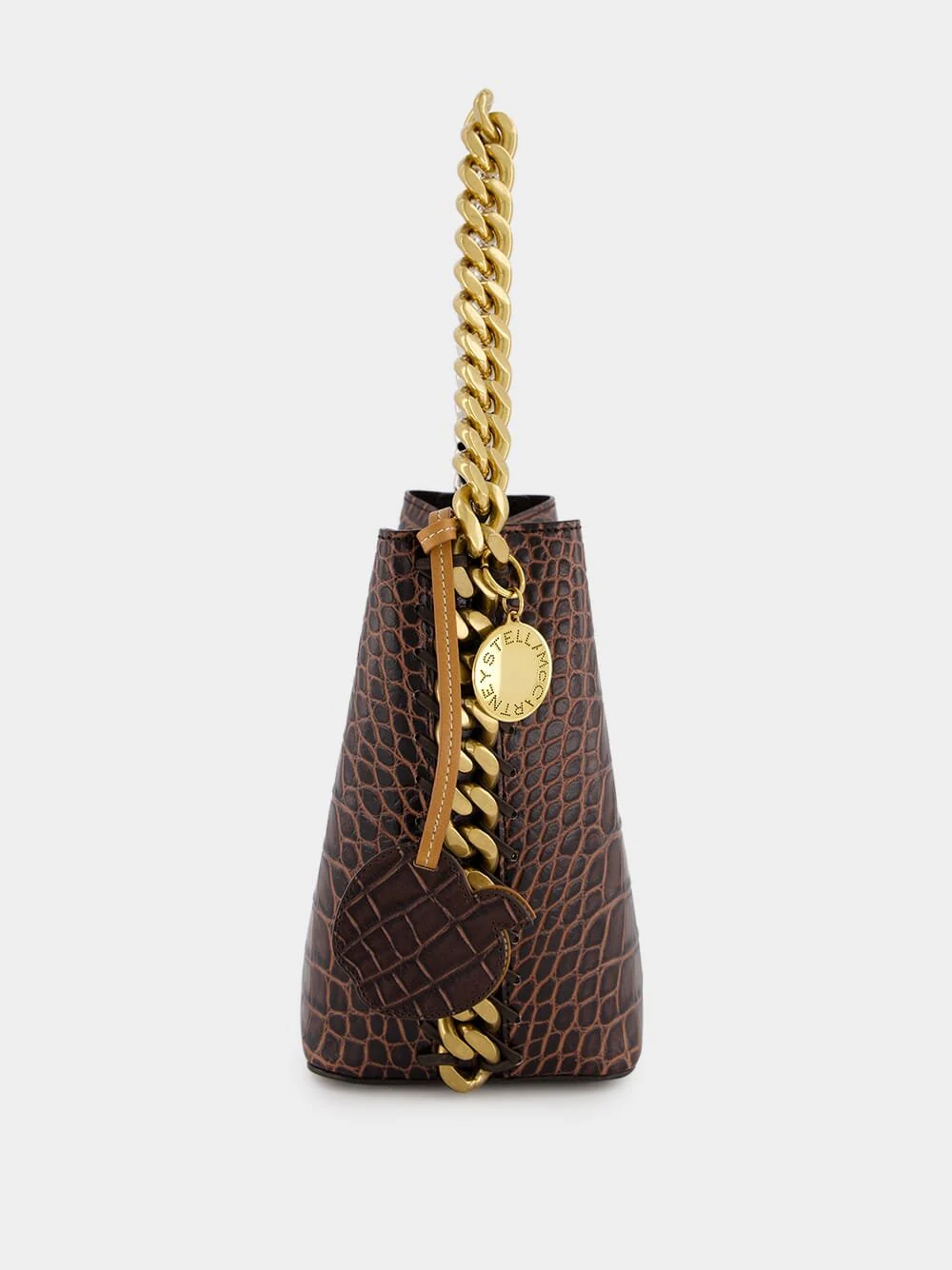 Frayme Croc-Effect Embossed Brown Bucket Bag - Image 3