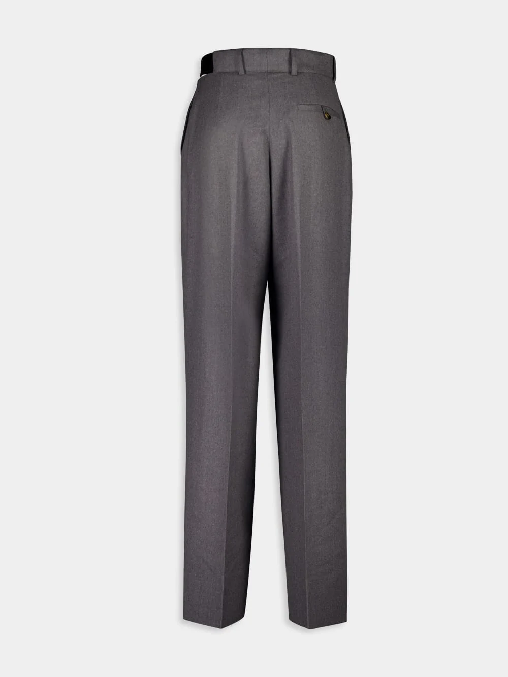 Grey Melange Flannel Straight-Leg Trousers - Image 4