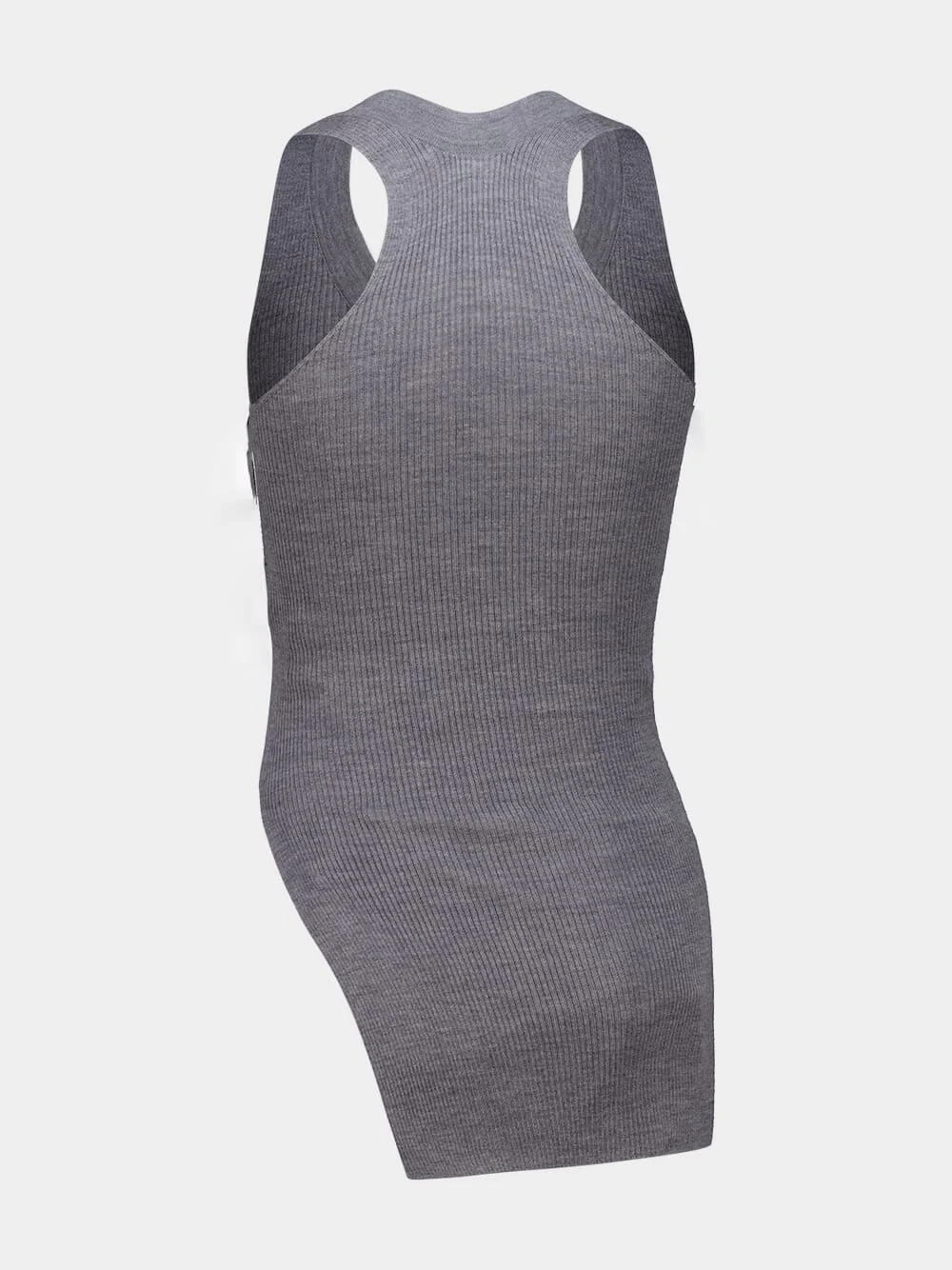 Grey Melange Lightweight Wool Round Neck Top - Image 2