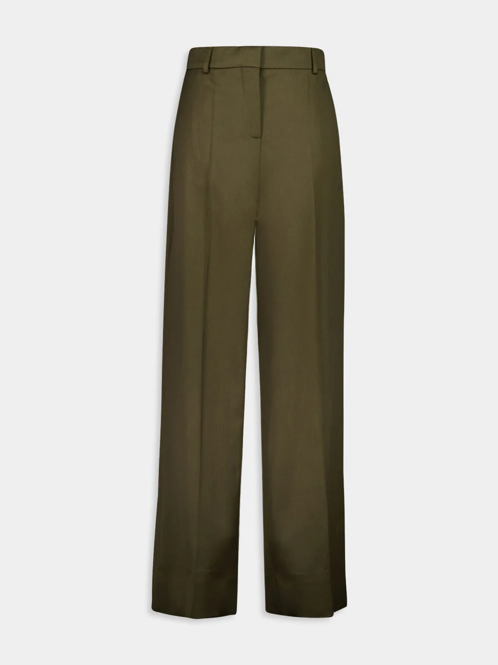 Khaki Pleated Wool Trousers - Image 2