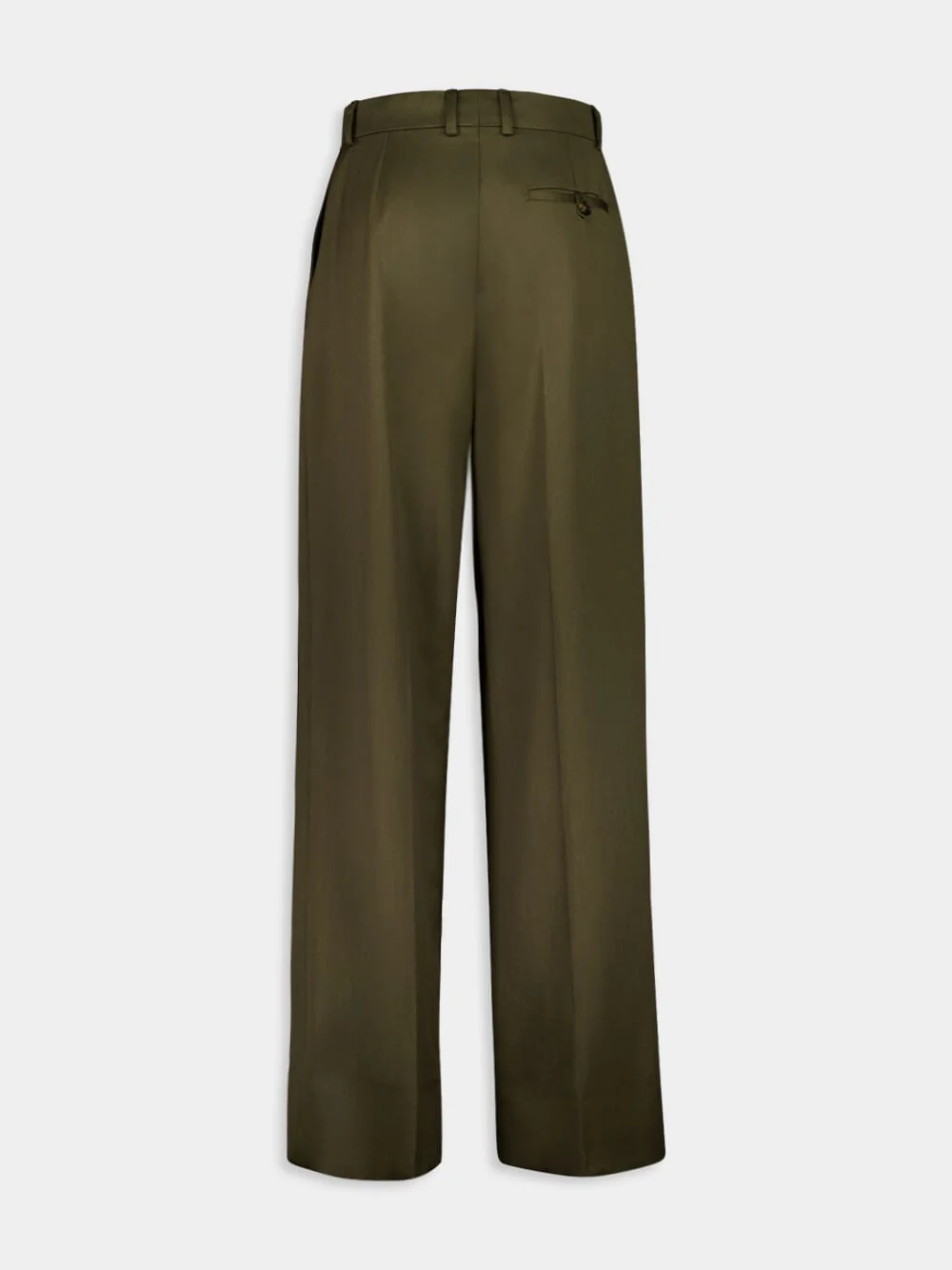 Khaki Pleated Wool Trousers - Image 4