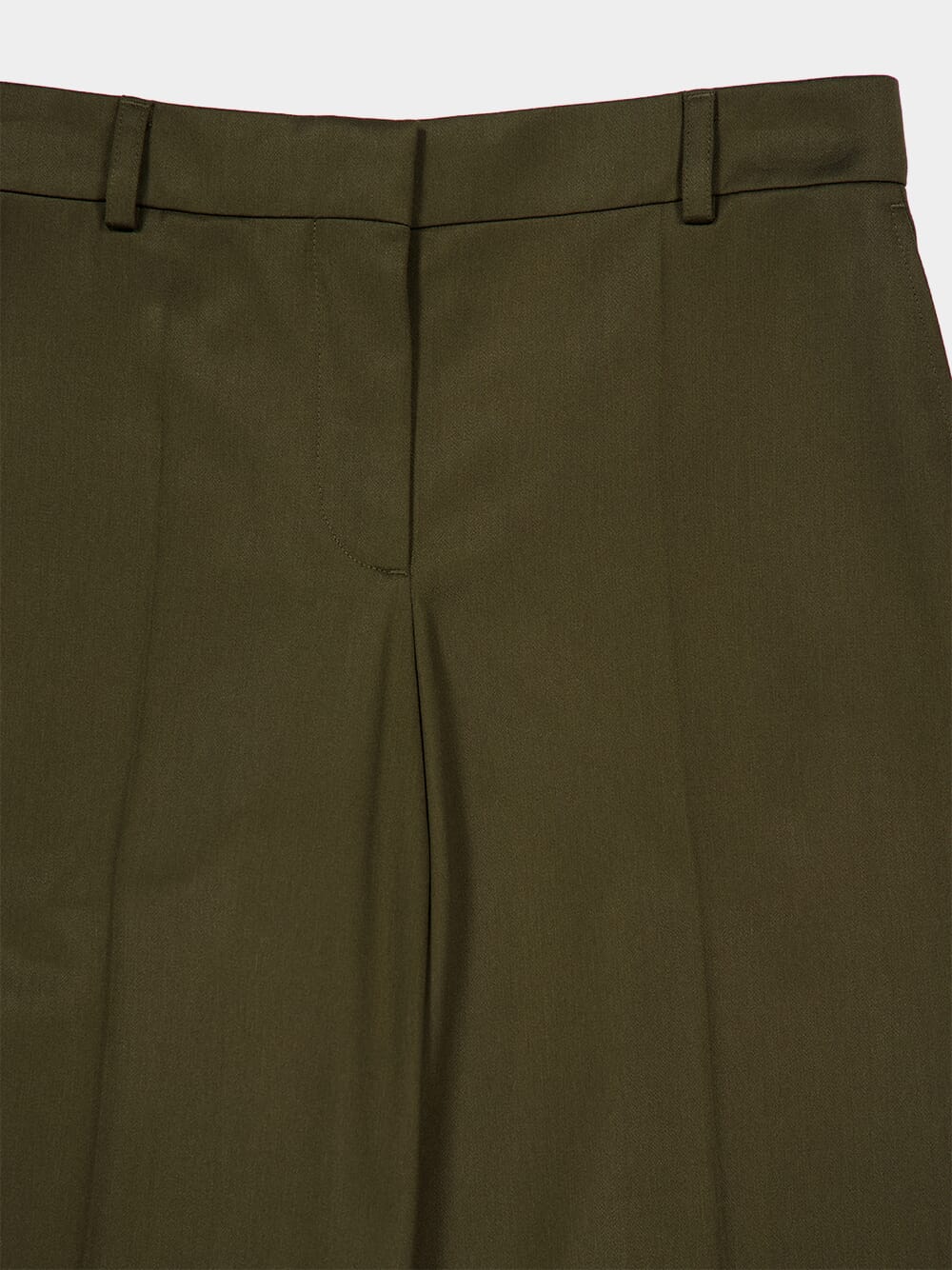 Khaki Pleated Wool Trousers - Image 5