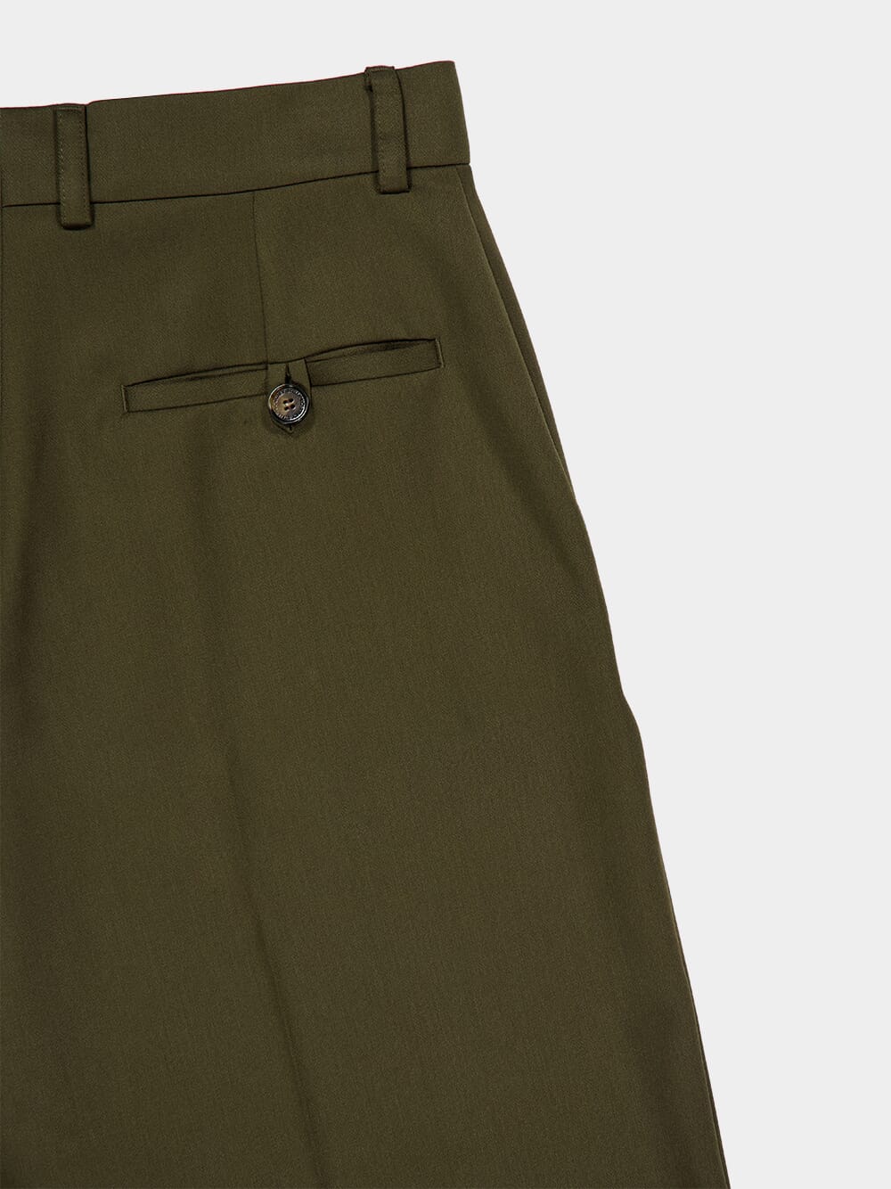 Khaki Pleated Wool Trousers - Image 6
