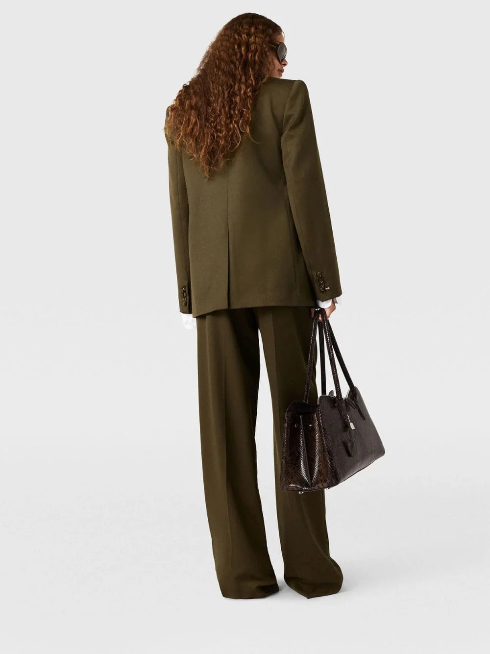 Khaki Wool Double-Breasted Blazer - Image 4