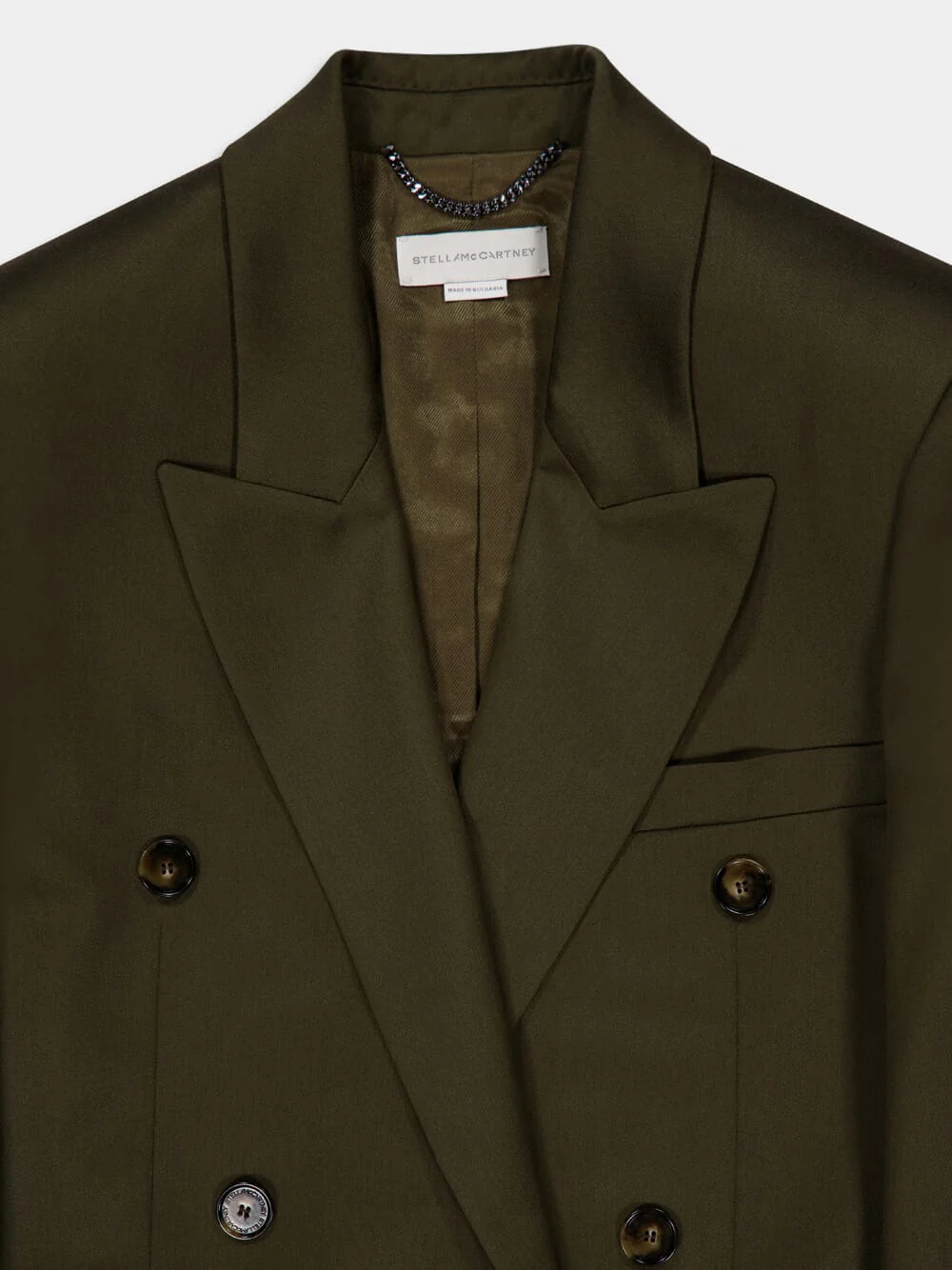 Khaki Wool Double-Breasted Blazer - Image 5