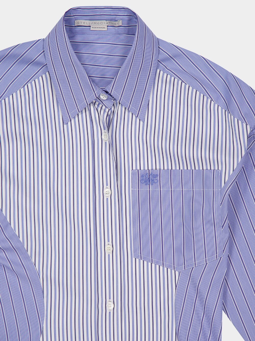 Light Blue Mixed Stripe Mini Dress - Image 3