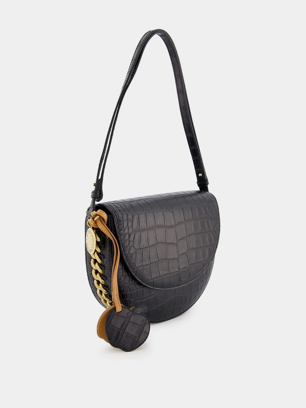 Frayme Medium Croc-Effect Black Shoulder Bag - Image 3
