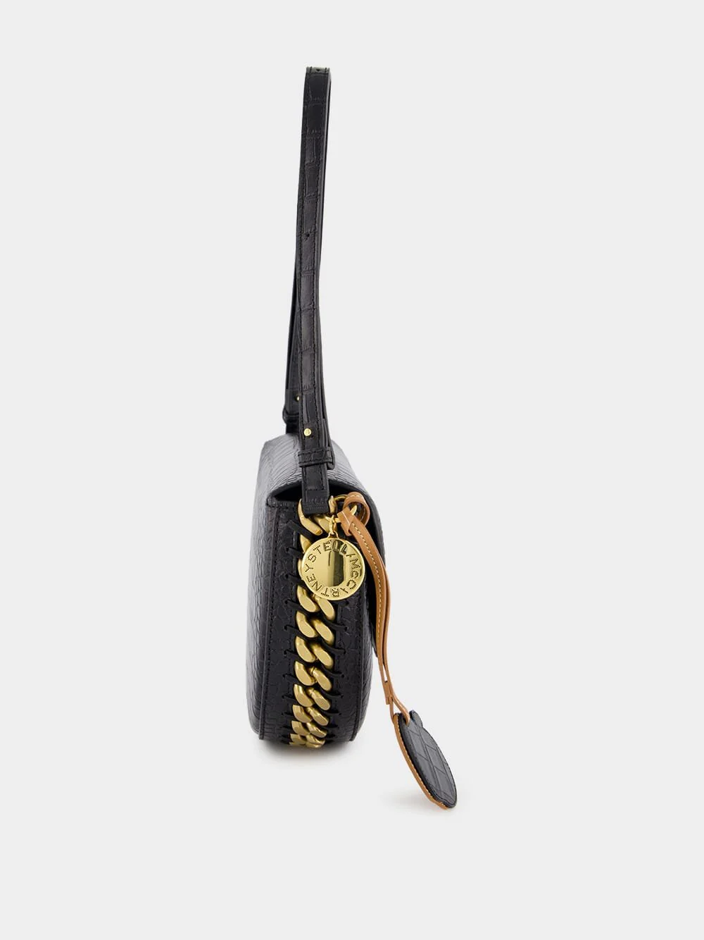 Frayme Medium Croc-Effect Black Shoulder Bag - Image 4
