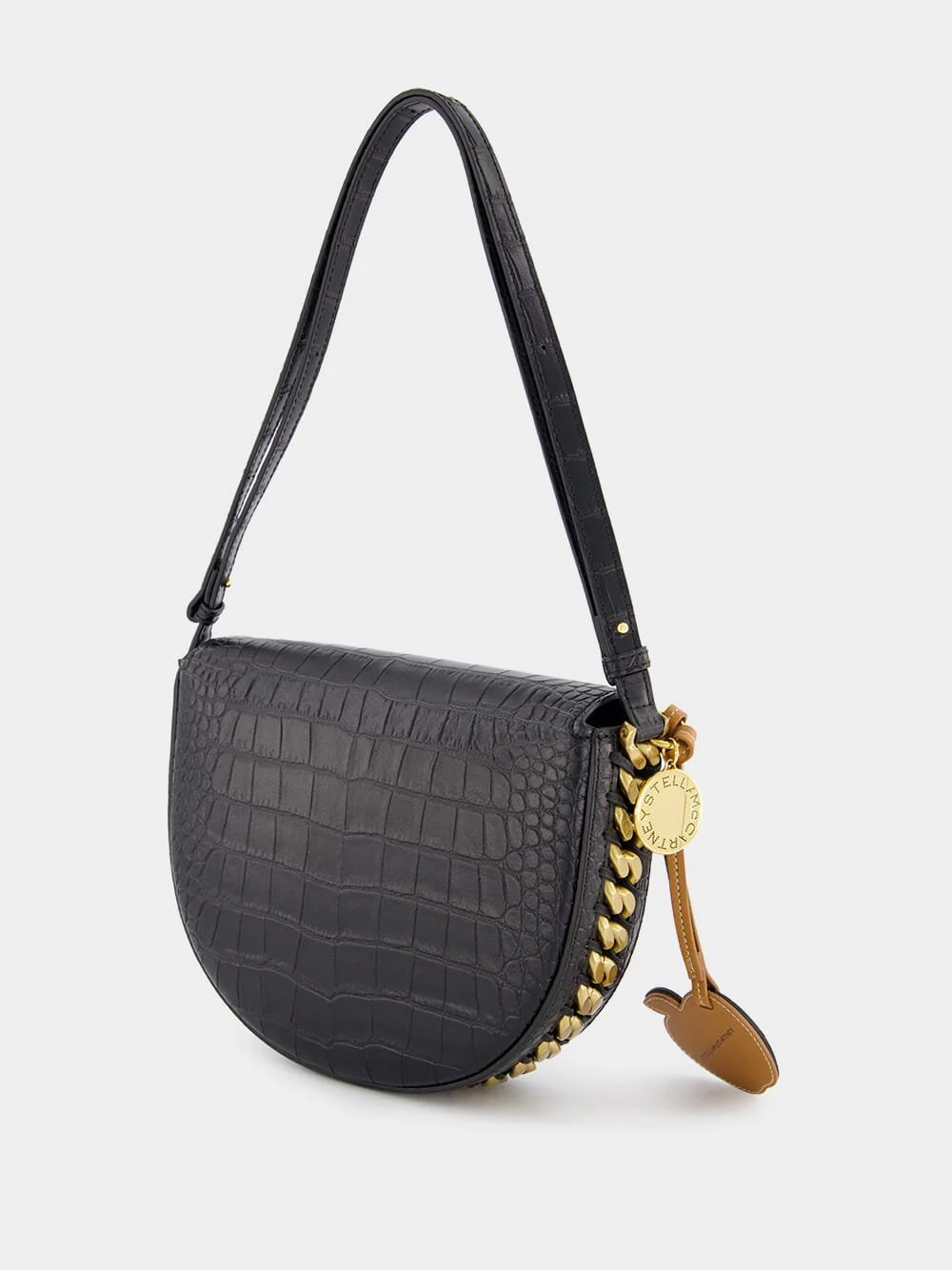 Frayme Medium Croc-Effect Black Shoulder Bag - Image 5