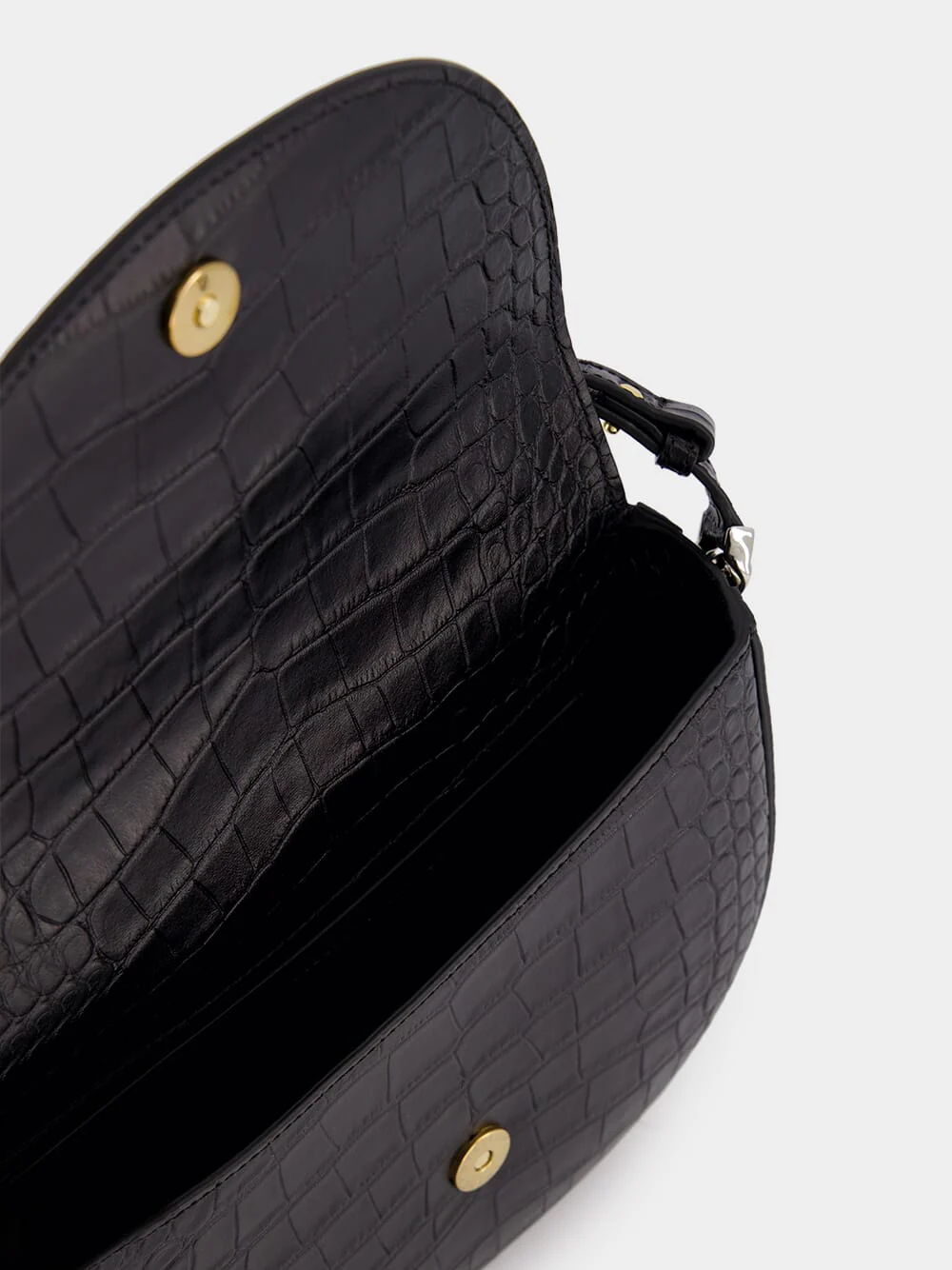 Frayme Medium Croc-Effect Black Shoulder Bag - Image 6