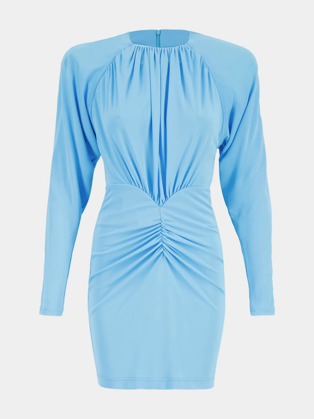 New Sky Blue Pleated Jersey Mini Dress