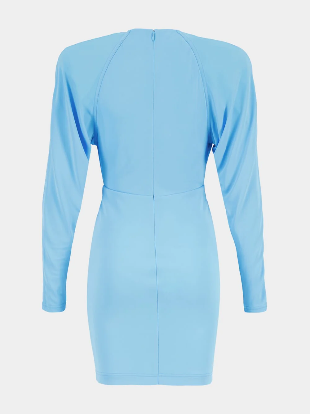 New Sky Blue Pleated Jersey Mini Dress - Image 2