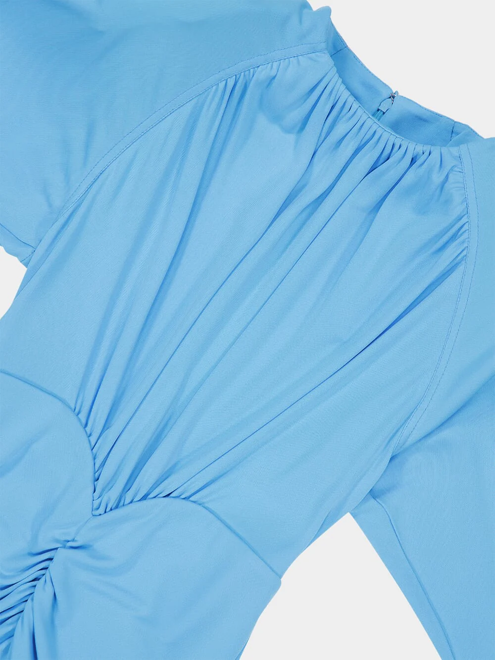 New Sky Blue Pleated Jersey Mini Dress - Image 3