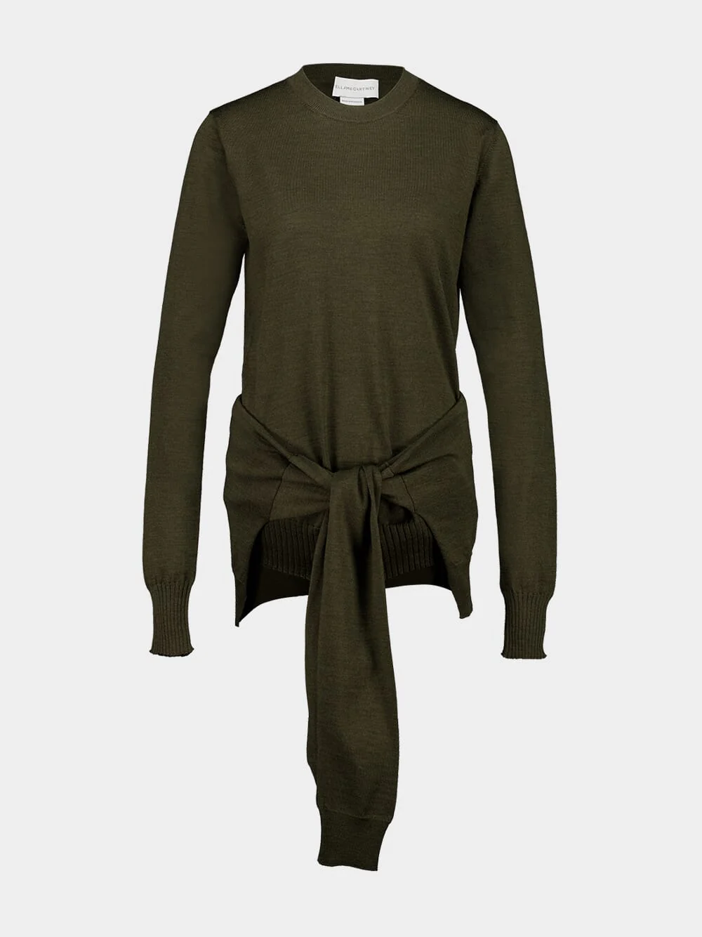 Olive Green Wool Jumper with Knot Detail