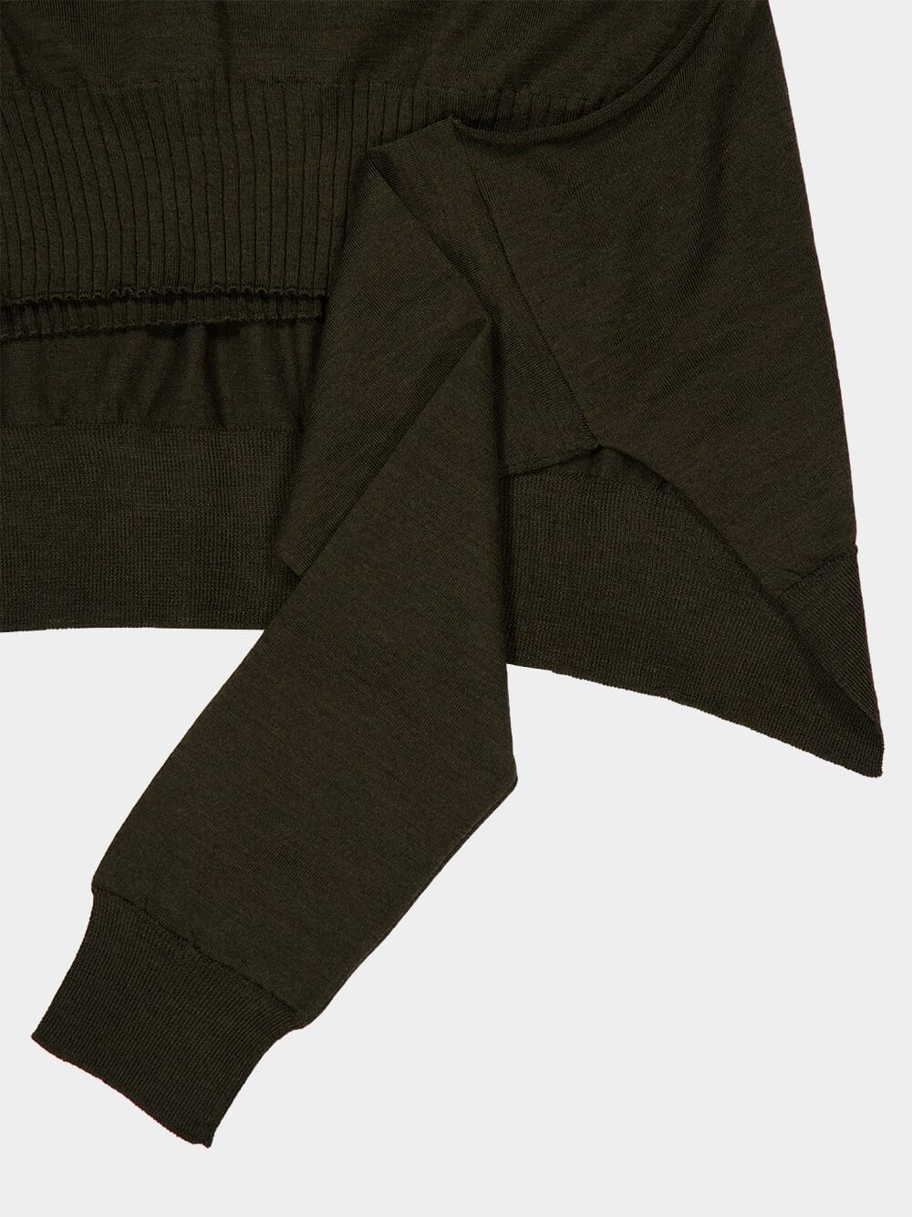 Olive Green Wool Jumper with Knot Detail - Image 4