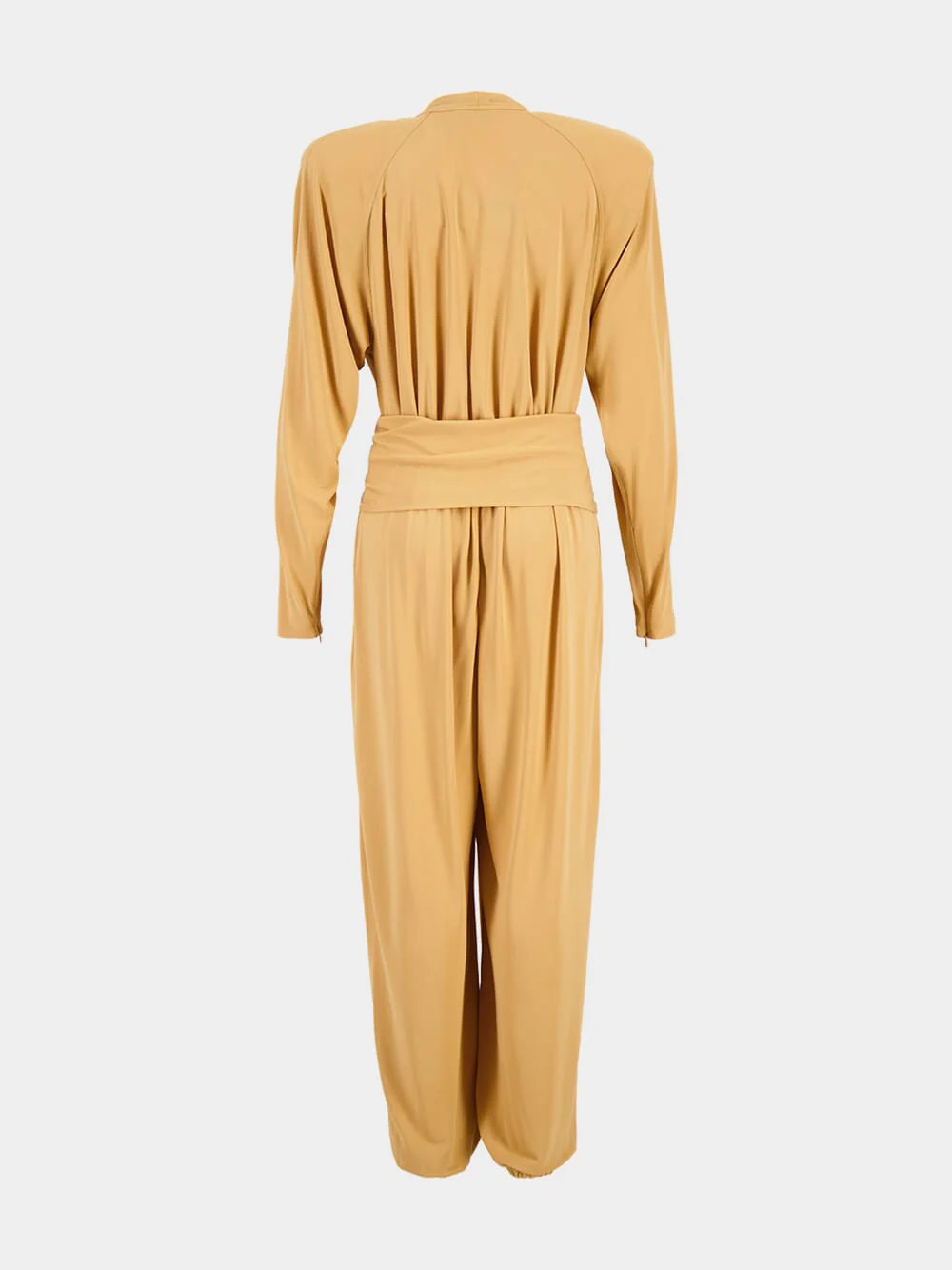Peach Crepe Jersey Long-Sleeve Jumpsuit - Image 2