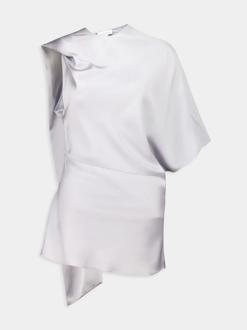 Pearl Blue Asymmetric Tie-Neck Top - Image 2