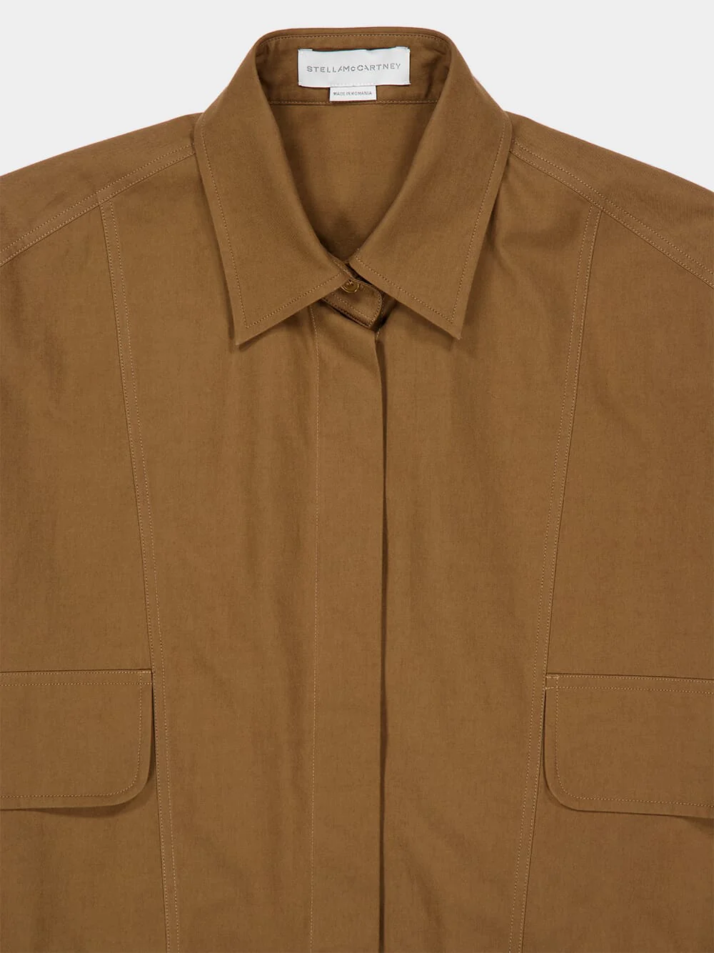 Pecan Washed Cotton Peplum Shirt Dress - Image 5