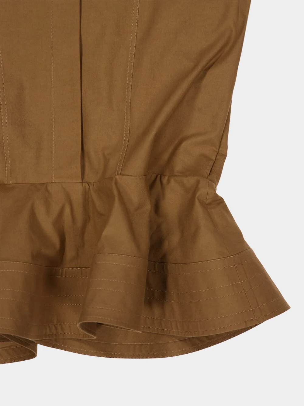 Pecan Washed Cotton Peplum Shirt Dress - Image 6