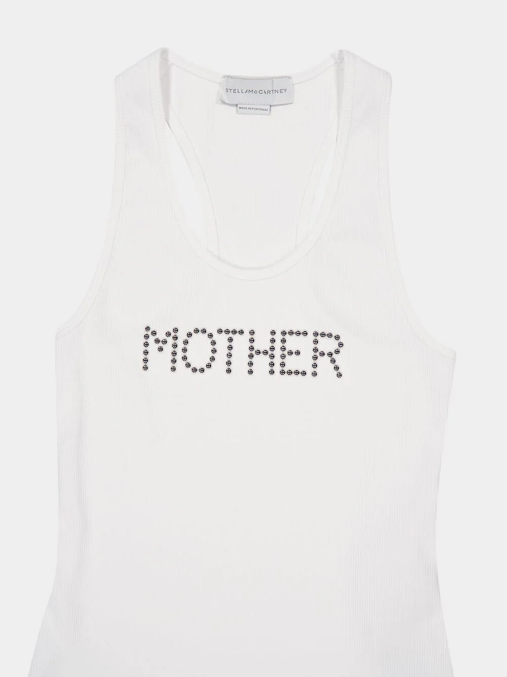 Pure White Studded "Mother" Print Tank Top - Image 3