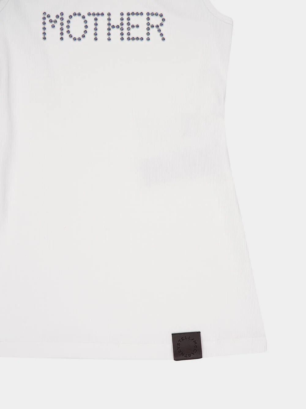 Pure White Studded "Mother" Print Tank Top - Image 4