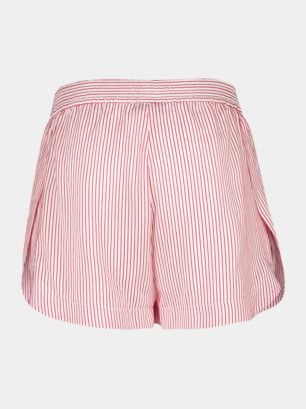 Red Striped Organic Silk Elasticated Shorts - Image 3